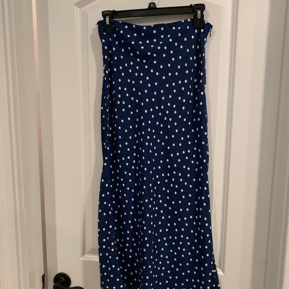 Forever 21 Dresses & Skirts - NWT silk blue & white polka dot midi skirt